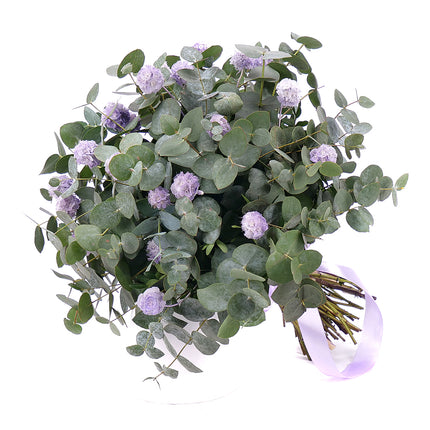 Kytice eukalyptus In eterno fialová scabiosa