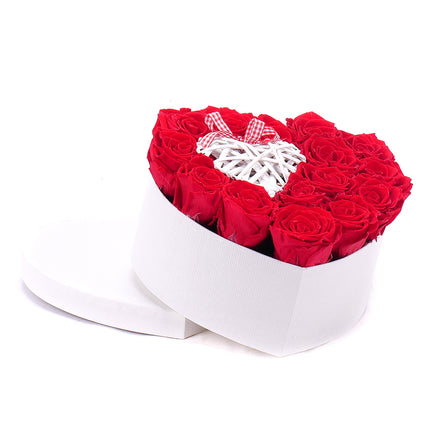 In eterno bílé srdce "L" 15 rudých růží