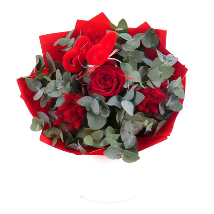 Sweet červená ruža a lagurus Valentín