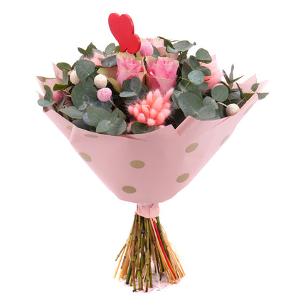 Sweet ružové ruže ružový lagurus