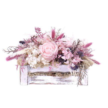 Irigo dřevěný box tři růže Monalisa pink champagne