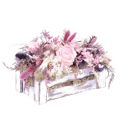 Irigo dřevěný box tři růže Monalisa pink champagne