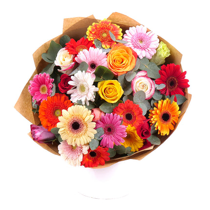 Sweet barevné růže a gerbery