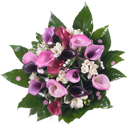 Perla farebné kaly a biele frézie