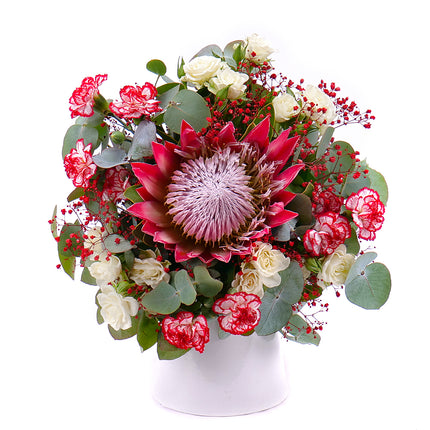 Perla krémové růže a protea