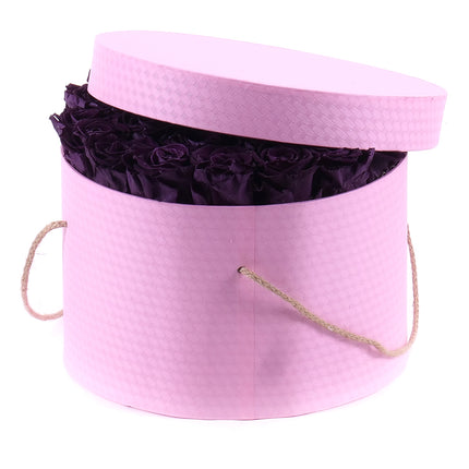 In eterno okrúhly ružový box  "L" 26 fialových ruží