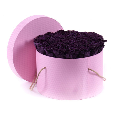 In eterno okrúhly ružový box  "L" 26 fialových ruží