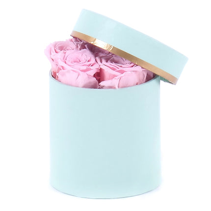 In eterno zelený okrúhly box 7 ružových ruží