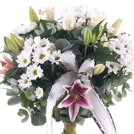 Smuteční kytice bílé chryzantémy