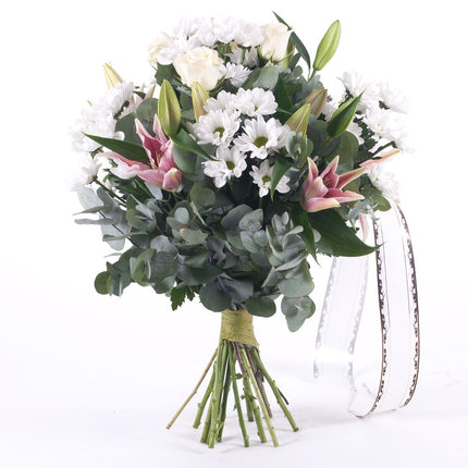 Smuteční kytice bílé chryzantémy
