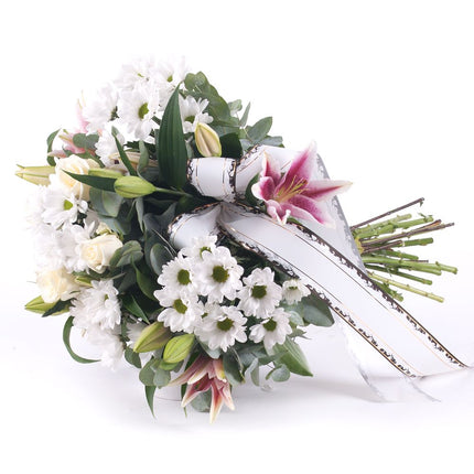 Smuteční kytice bílé chryzantémy