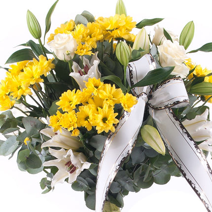 Smuteční kytice žluté chryzantémy