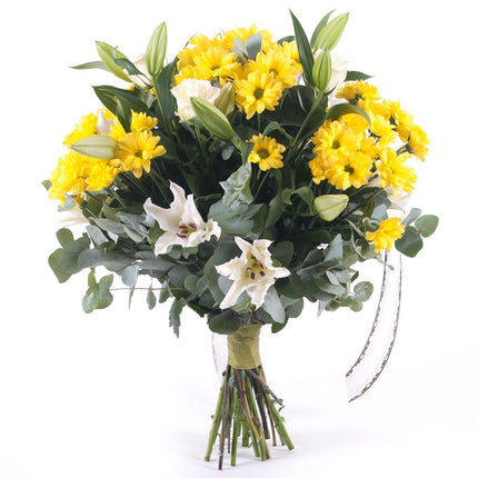 Smuteční kytice žluté chryzantémy