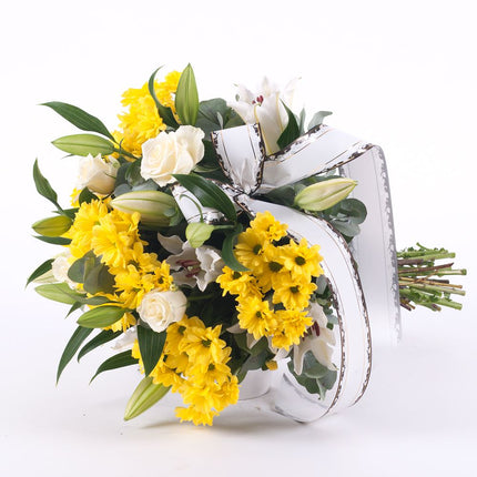 Smuteční kytice žluté chryzantémy