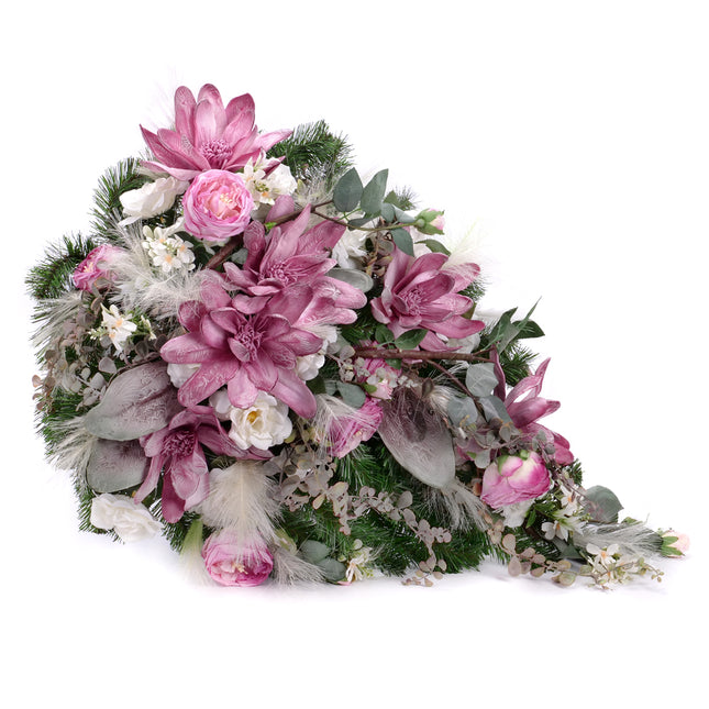 Irigo smuteční slza pěnová magnolie fialové a bílé květy