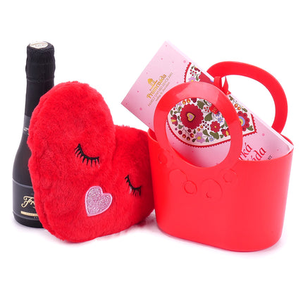 Dárková plastová taška plyšové srdce