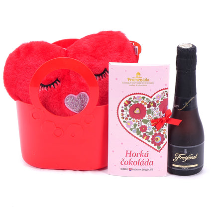 Dárková plastová taška plyšové srdce