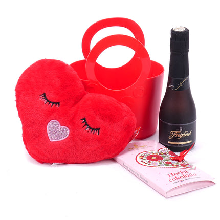 Dárková plastová taška plyšové srdce
