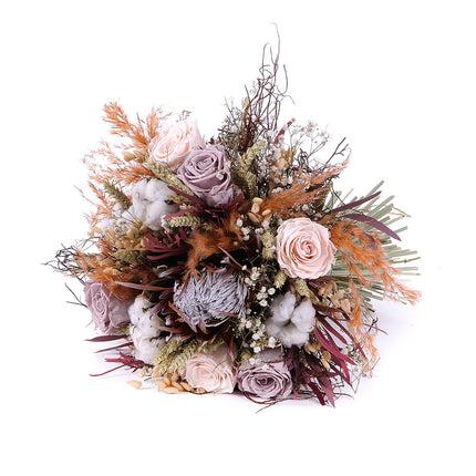 Irigo sušená kytica protea preparované ruže