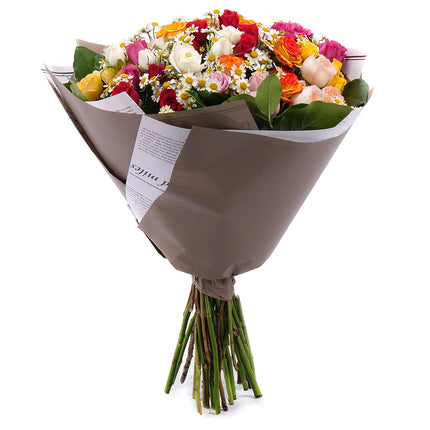 Sweet trsové barevné růže s heřmánky