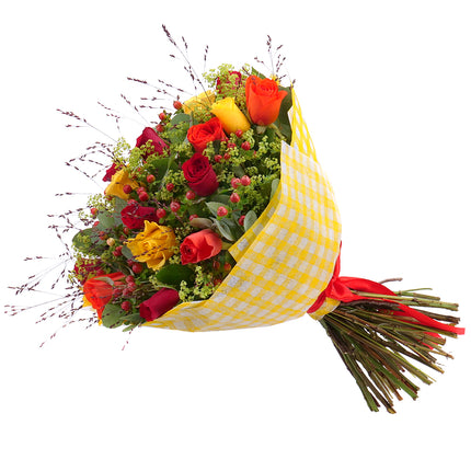 Sweet oranžové, žlté a červené ruže